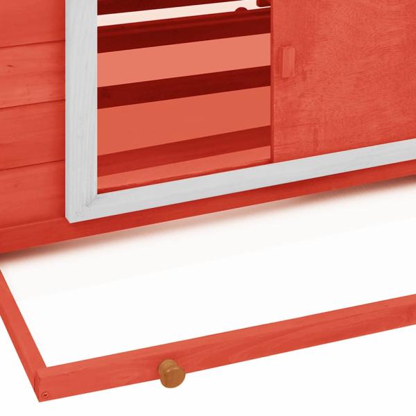 Hühnerstall Rot und Weiß 150x96x110 cm Massivholz Tanne