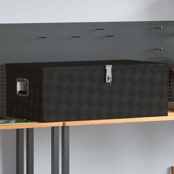 ARDEBO.de - Aufbewahrungsbox Schwarz 100x55x37 cm Aluminium