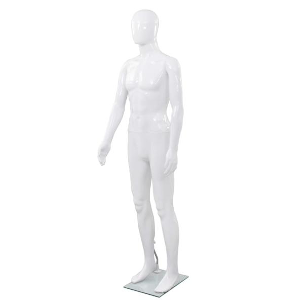 ARDEBO.de - Männliche Schaufensterpuppe mit Glassockel Weiß 185 cm