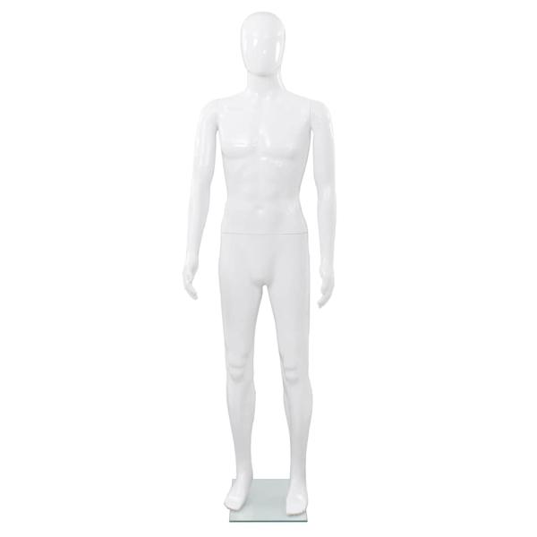 Männliche Schaufensterpuppe mit Glassockel Weiß 185 cm