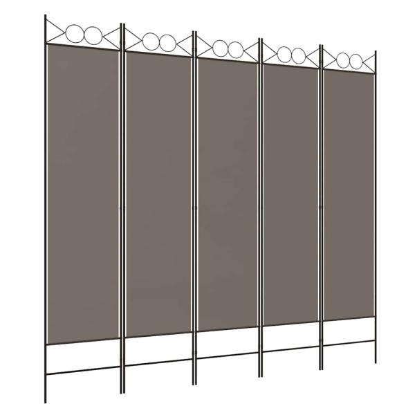 5-tlg. Paravent Anthrazit 200x220 cm Stoff