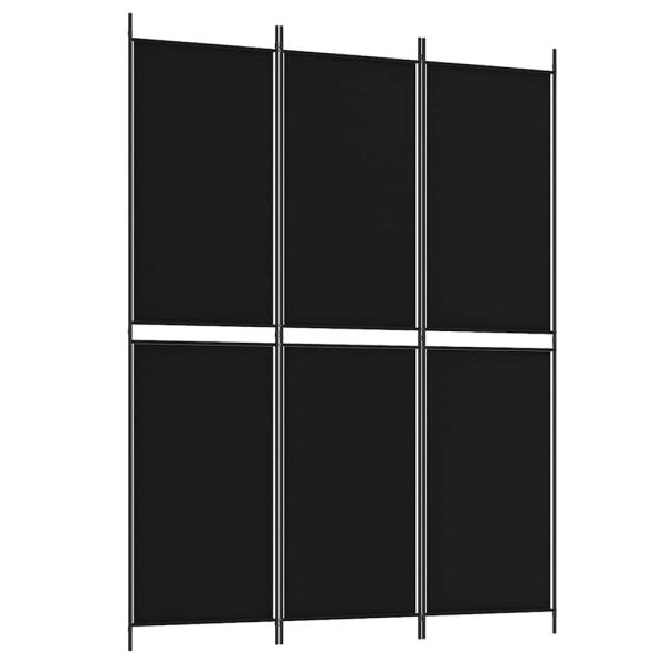 3-tlg. Paravent Schwarz 150x200 cm Stoff