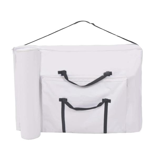 Massageliege 2-Zonen mit Hocker Klappbar 10 cm Sitz Weiß