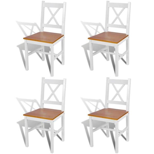ARDEBO.de - Esszimmerstühle 4 Stk. Weiß Kiefernholz