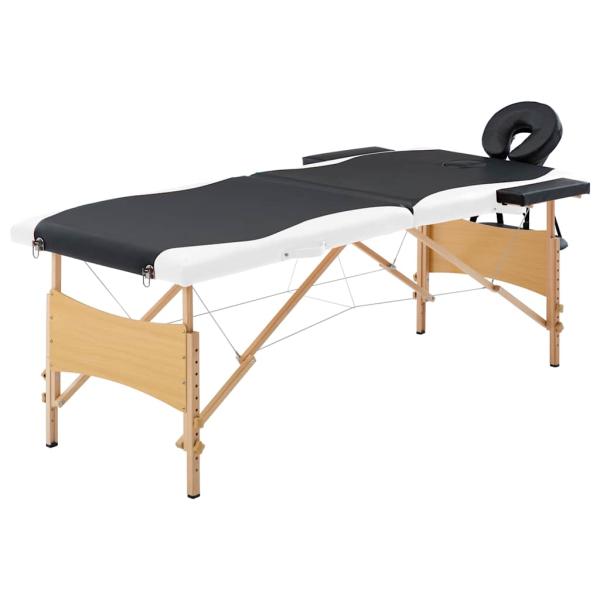 ARDEBO.de - Massageliege Klappbar 2-Zonen mit Holzgestell Schwarz und Weiß
