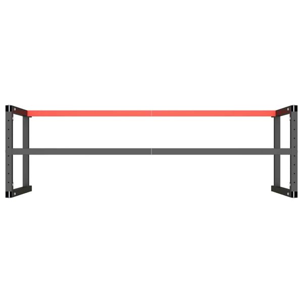 Werkbankgestell Mattschwarz und Mattrot 180x57x79 cm Metall