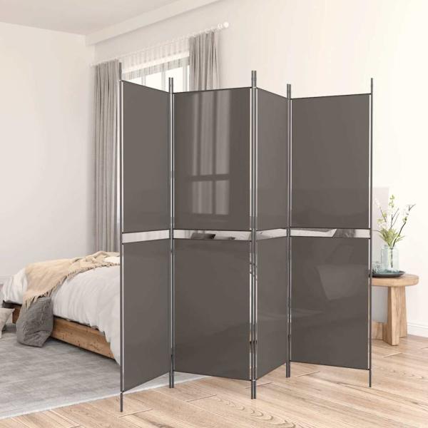 ARDEBO.de - 4-tlg. Paravent Anthrazit 200x220 cm Stoff