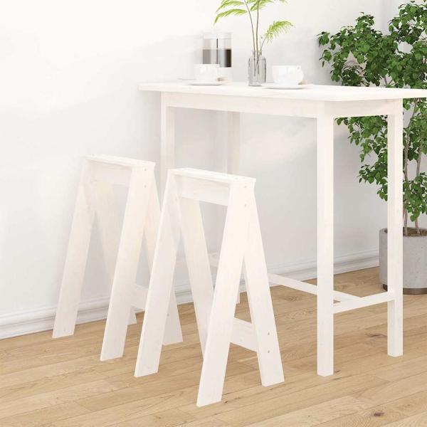 ARDEBO.de - Hocker 2 Stk. Weiß 40x40x75 cm Massivholz Kiefer