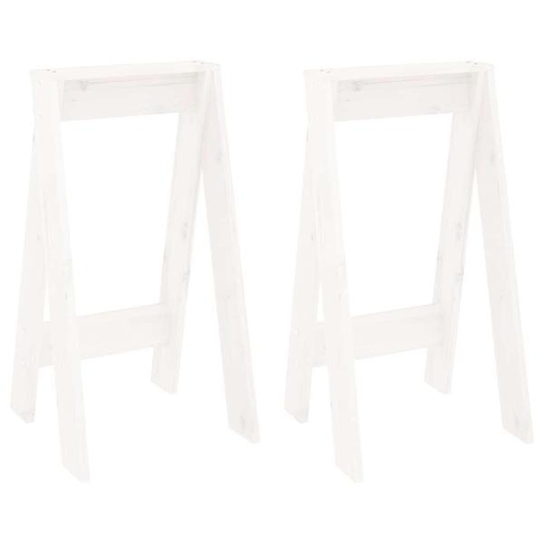 Hocker 2 Stk. Weiß 40x40x75 cm Massivholz Kiefer