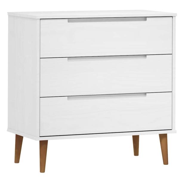 Schubladenschrank MOLDE Wei? 80x40x80 cm Massivholz Kiefer