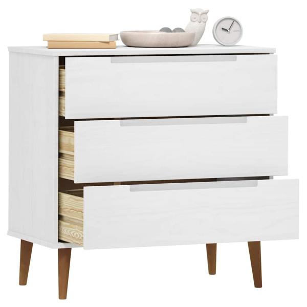 Schubladenschrank MOLDE Wei? 80x40x80 cm Massivholz Kiefer