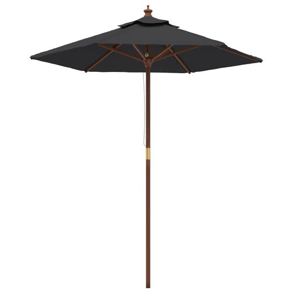 Sonnenschirm mit Holzmast Schwarz 196x231 cm