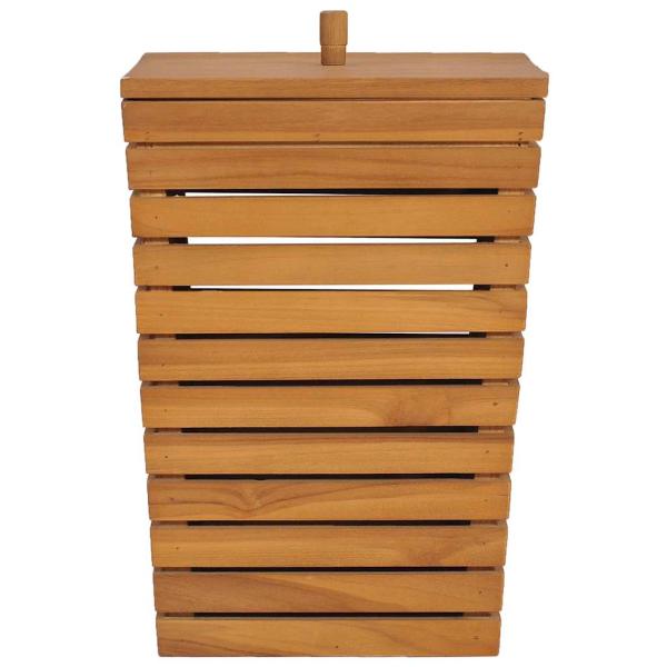 Wäschekorb 30×30×45 cm Teak Massivholz