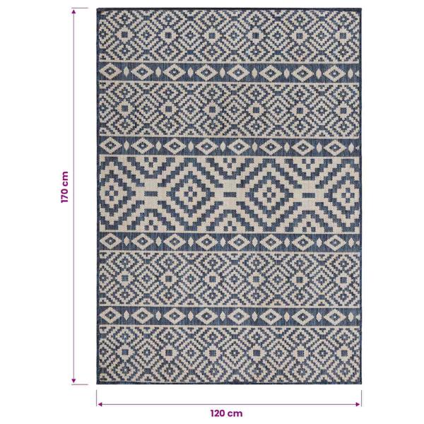 Outdoor-Teppich Flachgewebe 120x170 cm Blau Gestreift