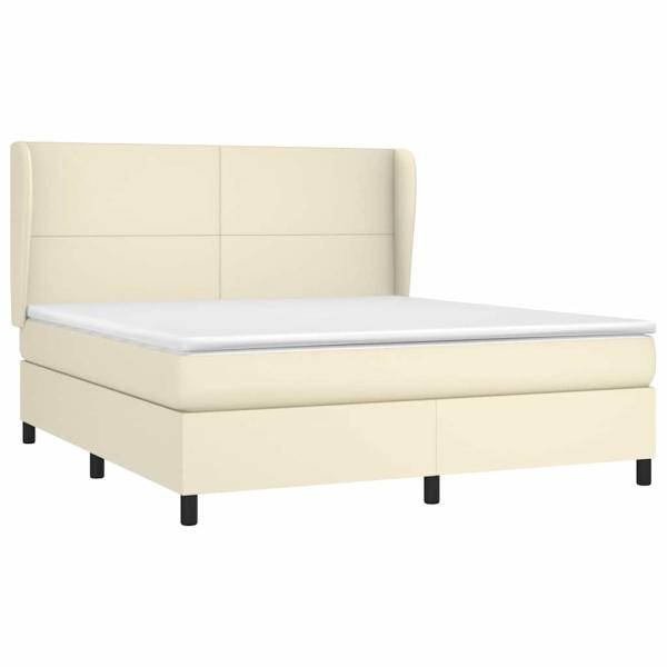Boxspringbett mit Matratze Creme 180x200 cm Kunstleder