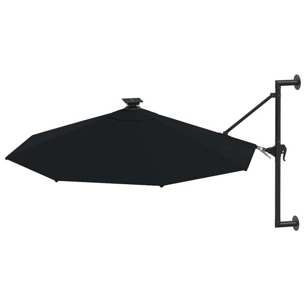 Sonnenschirm zur Wandmontage mit LEDs 300 cm Schwarz