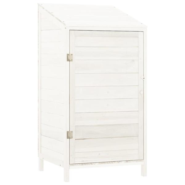Geräteschuppen Weiß 55x52x112 cm Massivholz Tanne