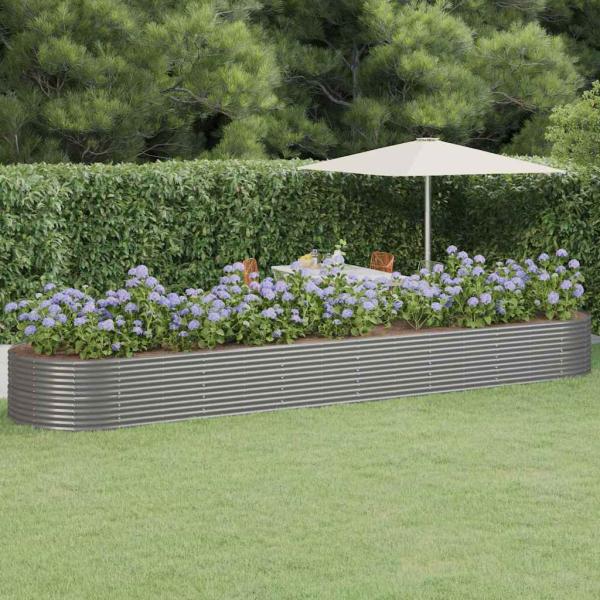 ARDEBO.de - Hochbeet Pulverbeschichteter Stahl 584x140x68 cm Grau