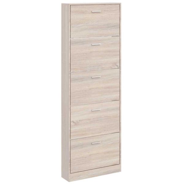 Schuhschrank mit 5 Schuhkippern Holz Eichen-Optik