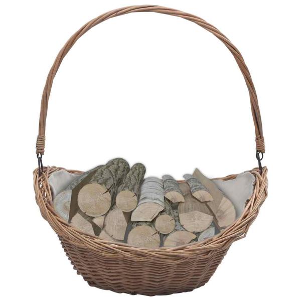 ARDEBO.de - Holzkorb mit Tragegriff 57 × 46 × 52 cm Braun Weide
