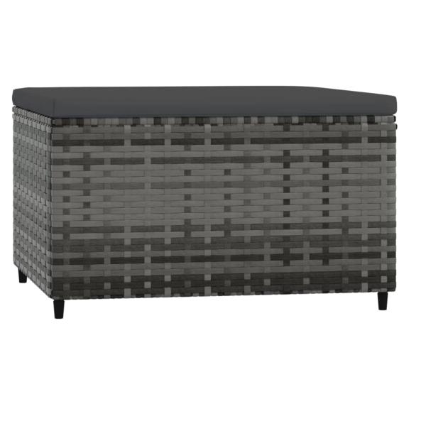 Gartenhocker mit Kissen Grau Poly Rattan