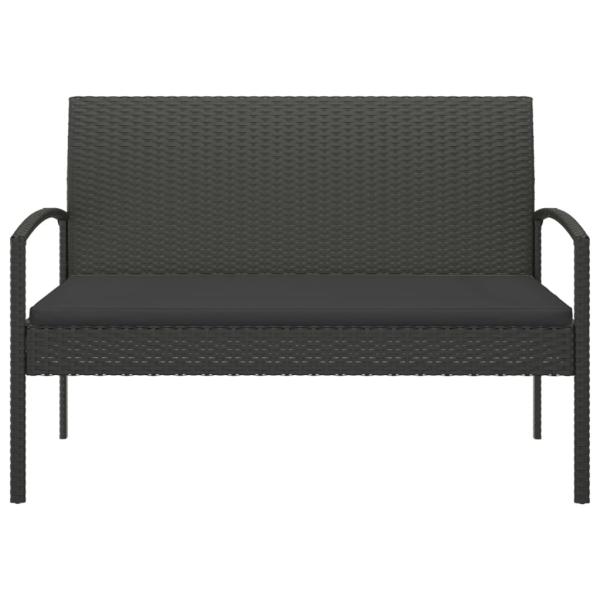 Gartenbank mit Kissen Schwarz 105 cm Poly Rattan