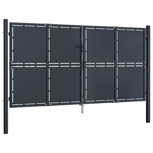 Gartentor aus Stahl 300 x 150 cm Anthrazit