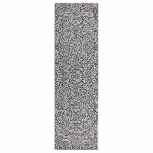 ARDEBO.de - Outdoor-Teppich Flachgewebe 80x250 cm Blaues Muster