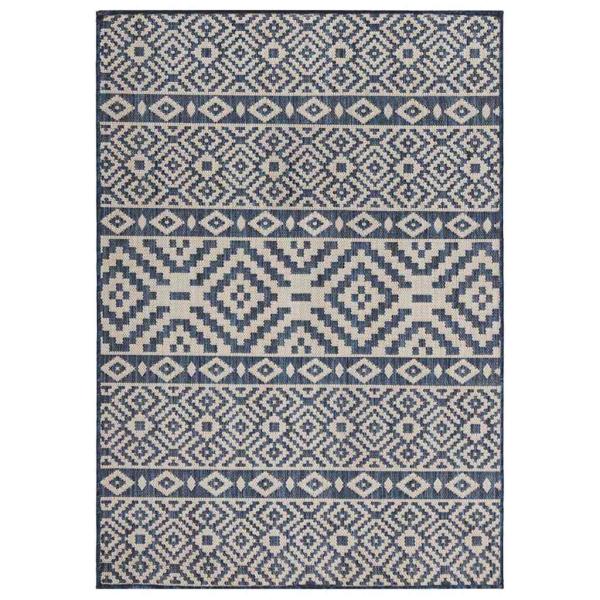 ARDEBO.de - Outdoor-Teppich Flachgewebe 200x280 cm Blau Gestreift