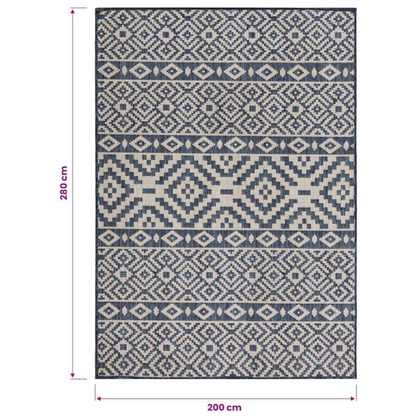 Outdoor-Teppich Flachgewebe 200x280 cm Blau Gestreift