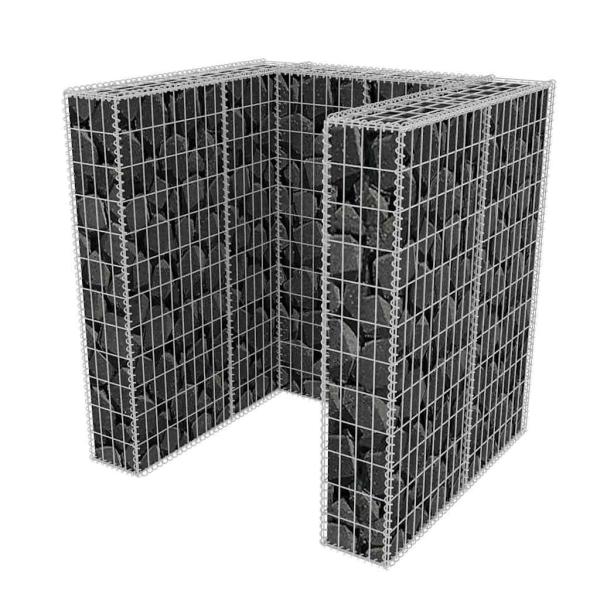 Gabionen-Mülltonnenverkleidung für 1 Tonne Stahl 110x100x120cm