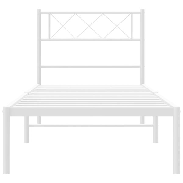 Bettgestell mit Kopfteil Metall Weiß 107x203 cm