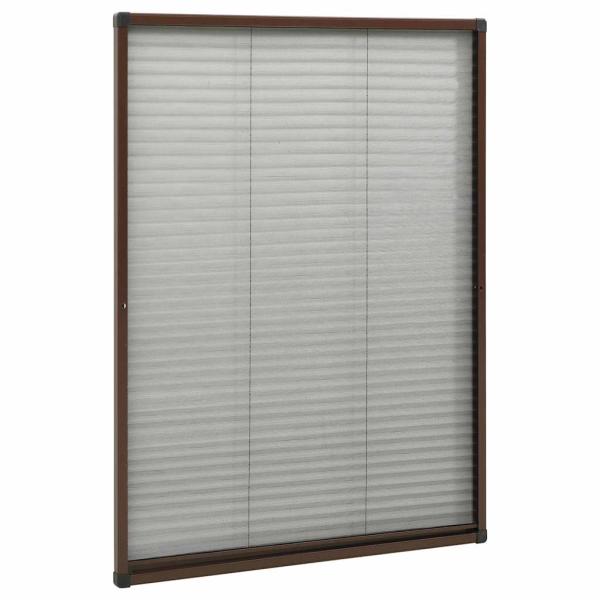 Insektenschutz-Plissee für Fenster Aluminium Braun 80x120 cm