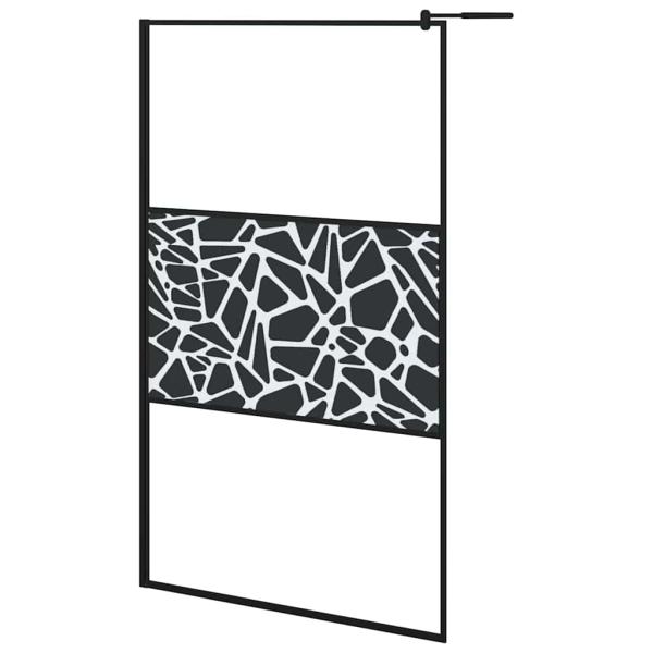 Duschwand f?r Walk-In Dusche 115x195 cm ESG Steindesign Schwarz
