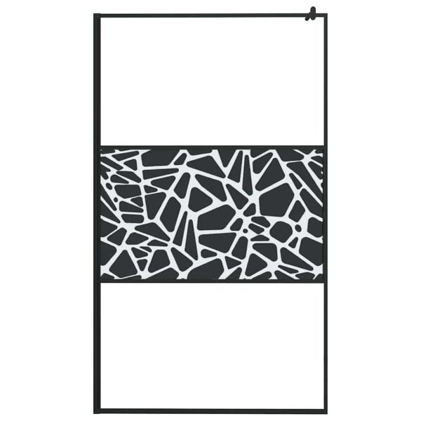 Duschwand f?r Walk-In Dusche 115x195 cm ESG Steindesign Schwarz
