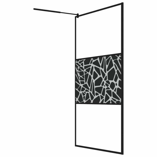 Duschwand f?r Walk-In Dusche 115x195 cm ESG Steindesign Schwarz