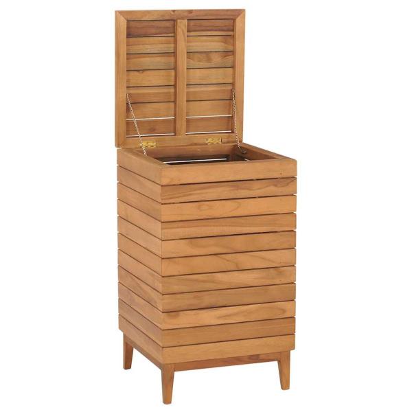Wäschekorb 40×40×70 cm Teak Massivholz