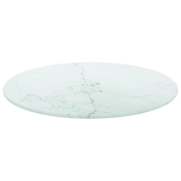 Tischplatte Wei? ?40x0,8 cm Hartglas in Marmoroptik