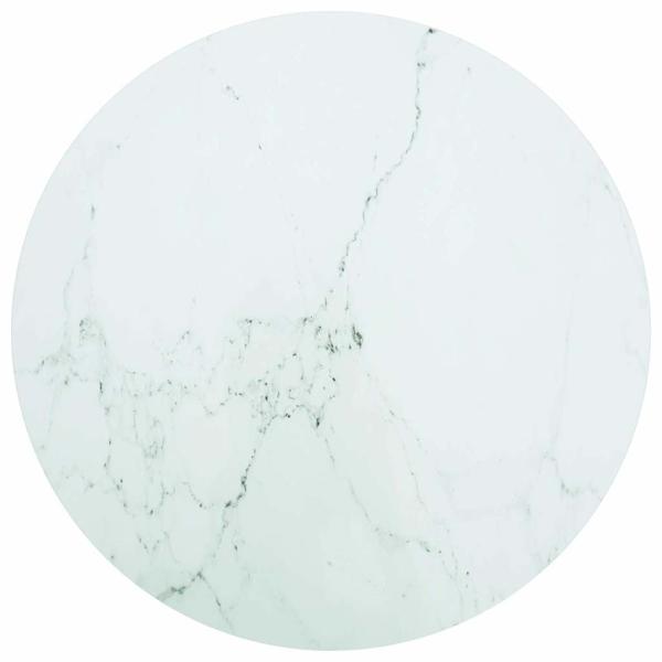 ARDEBO.de - Tischplatte Weiß Ø80x1 cm Hartglas in Marmoroptik