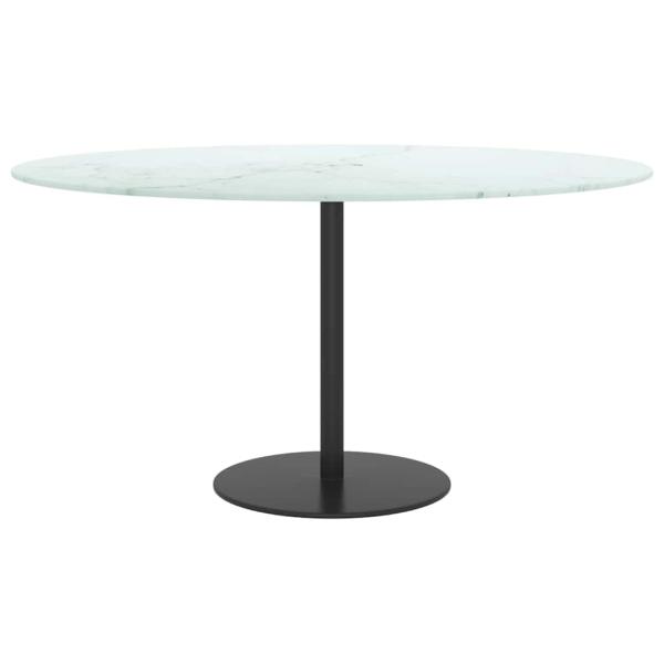 Tischplatte Weiß Ø80x1 cm Hartglas in Marmoroptik