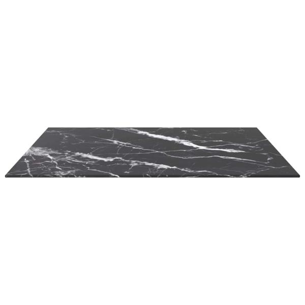 Tischplatte Schwarz 80x80 cm 6 mm Hartglas in Marmoroptik
