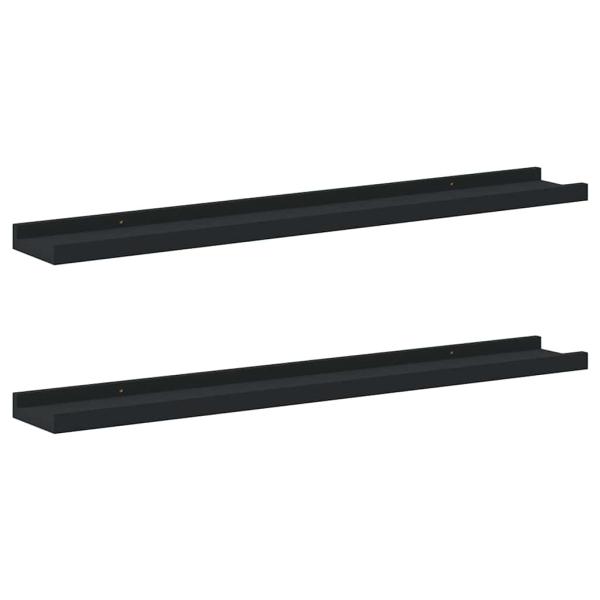 Bilderleisten 2 Stk. Schwarz 80x9x3 cm MDF