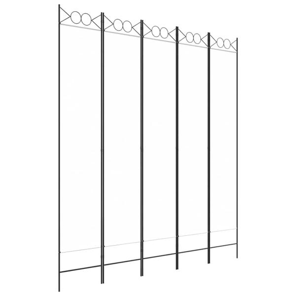 5-tlg. Paravent Weiß 200x220 cm Stoff