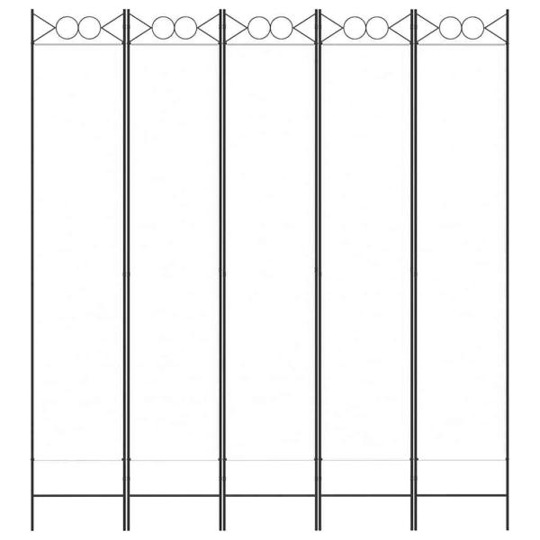 5-tlg. Paravent Weiß 200x220 cm Stoff