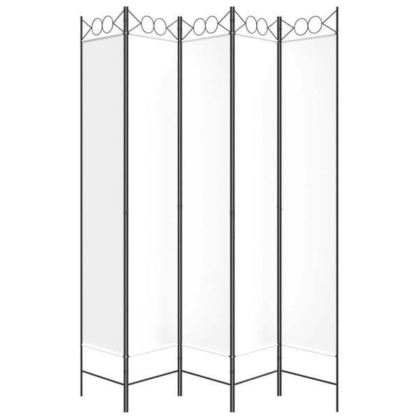 5-tlg. Paravent Weiß 200x220 cm Stoff