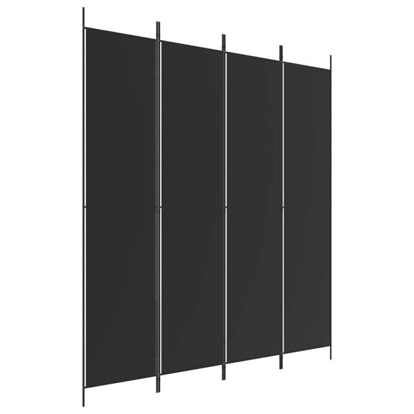 4-tlg. Paravent Schwarz 200x220 cm Stoff