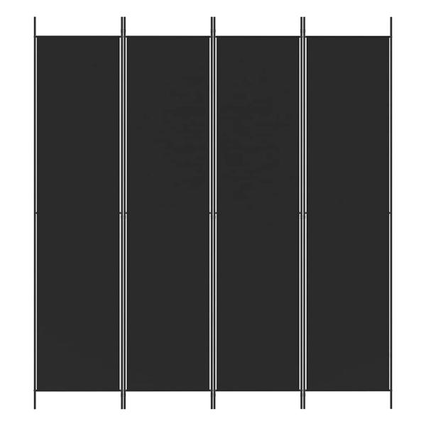 4-tlg. Paravent Schwarz 200x220 cm Stoff