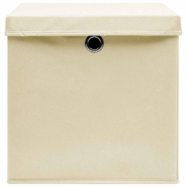 Aufbewahrungsboxen mit Deckel 10 Stk. Creme 32x32x32 cm Stoff