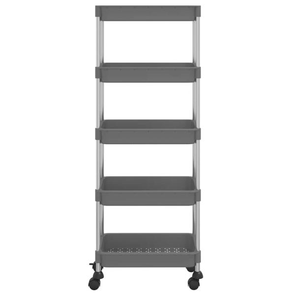Küchenwagen 5 Etagen Grau 42x29x128 cm Eisen und ABS