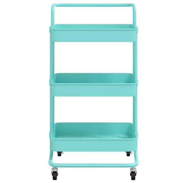Küchenwagen 3 Etagen Türkis 42x35x85 cm Eisen und ABS